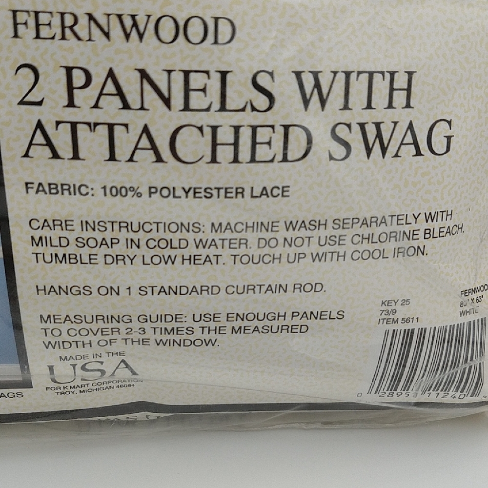 White Lace Curtain Panels with Swag - Picture 3 of 3